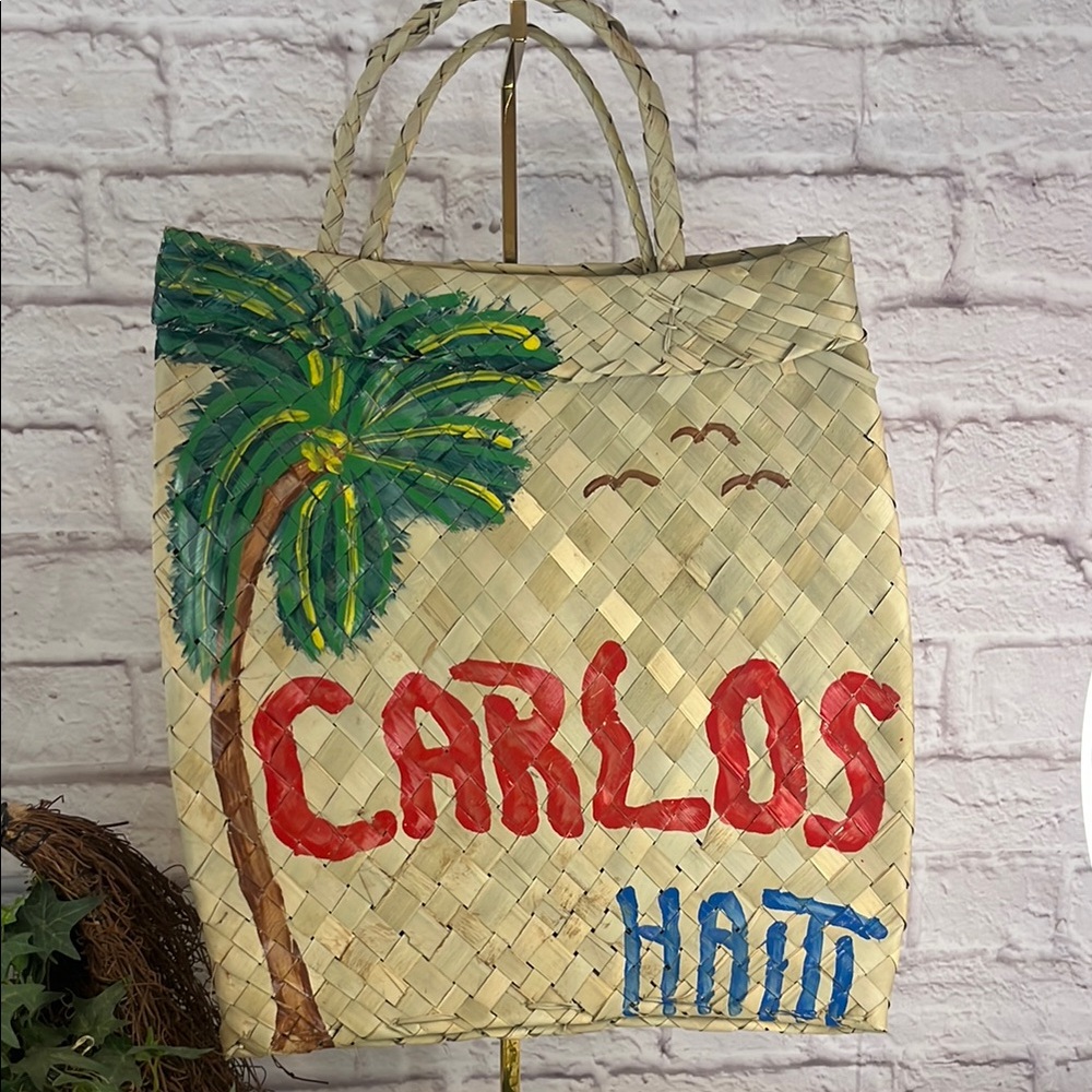 Handwoven/Handmade Haiti  Palm Tree Tote Bag